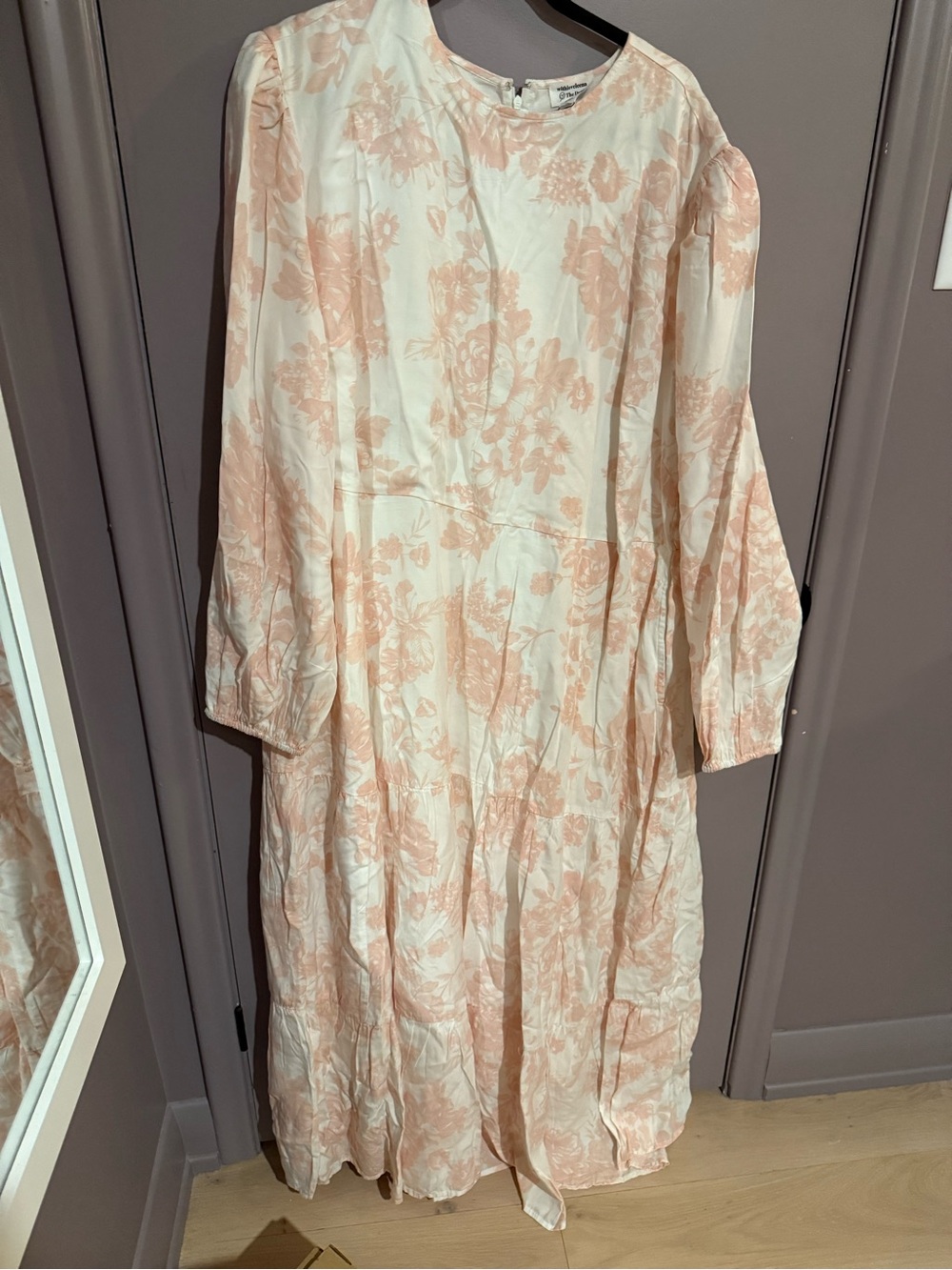 Long Sleeve Floral Maxi Dress in Blush Pink